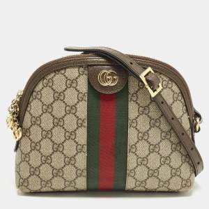 مملوكة مسبقًا Gucci Ophidia Dome Small Beige/Brown GG Supreme Canvas and Leather Shoulder Bag