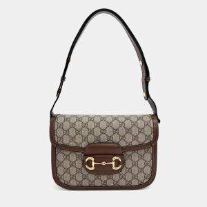 مملوكة مسبقًا حقيبة كتف غوتشي هورسبيت 1955 بيج PVC