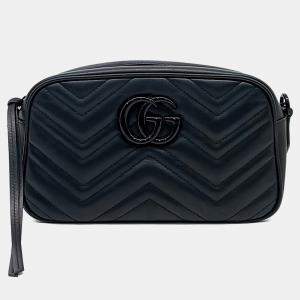 Pre Owned Gucci Black Leather Marmont Crossbody Bag