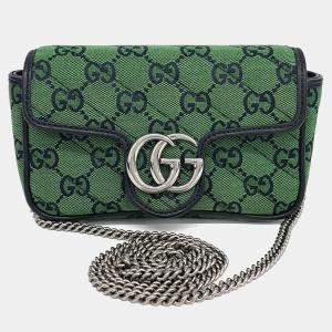 Pre Owned Gucci Green Fabric Fabric Super Mini Crossbody Bag