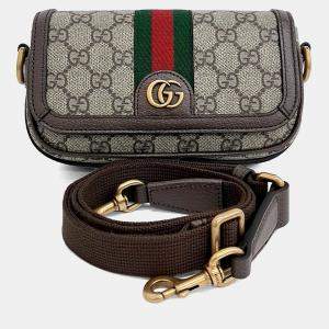 مملوكة مسبقًا Gucci Beige PVC Ophidia Super Mini Shoulder Bag