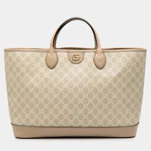 Pre Owned Gucci Brown Medium GG Supreme Ophidia Tote