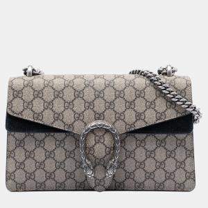 مملوكة مسبقًا Gucci Black Brown Medium GG Supreme Dionysus Shoulder Bag
