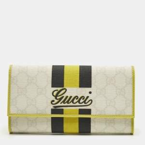 Pre Owned Gucci Tricolor GG Supreme Canvas Continental Wallet