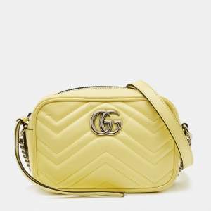 مملوكة مسبقًا Gucci GG Marmont Camera Mini Yellow Matelassé Leather Bag