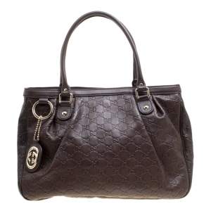مملوكة مسبقًا Gucci Dark Brown Guccissima Leather Sukey Tote