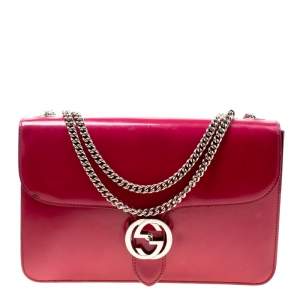 Gucci Hot Pink Patent Leather GG Interlocking Shoulder Bag