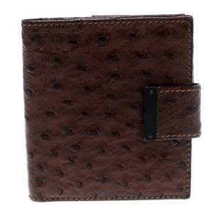 Gucci Brown Ostrich Compact Wallet