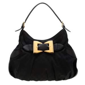 Gucci Black GG Canvas and Leather Queen Hobo
