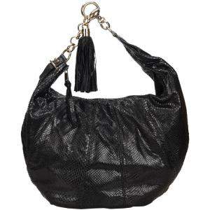 Pre Owned حقيبة غوتشي سيينا جلد ثعبان أسود بشراشيبب