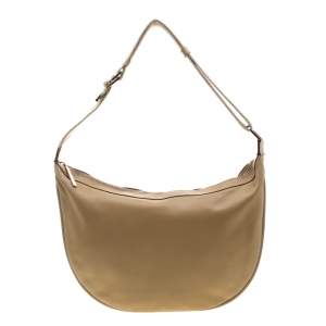 Pre Owned حقيبة غوتشي شريط ويب جلد بيج