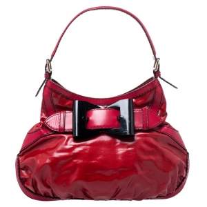 Pre Owned Gucci Red Coated Canvas and Leather Medium Queen Hobo
