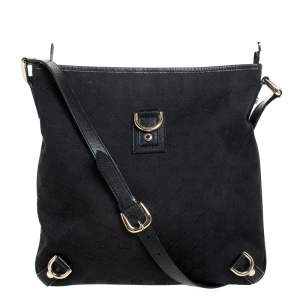 Pre Owned Gucci Black GG Canvas and Leather Abbey Messenger Bag