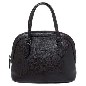 مملوكة مسبقًا Gucci Dark Brown Leather Convertible Dome Satchel