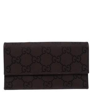 Gucci Brown GG Fabric Continental Wallet