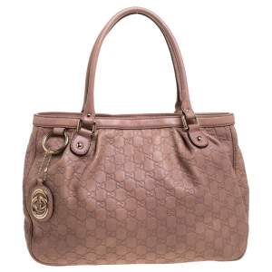 Pre Owned Gucci Rose Pink Guccissima Leather Sukey Tote