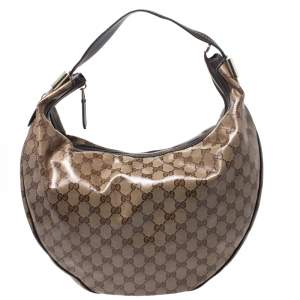 مملوكة مسبقًا Gucci Beige/Brown GG Crystal Canvas Duchessa Hobo