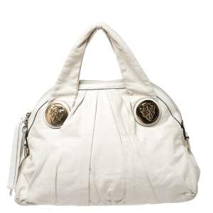 Pre Owned Gucci Light Beige Leather Hysteria Satchel
