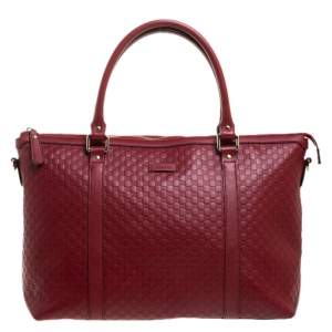 مملوكة مسبقًا Gucci Red Microguccissima Leather Margaux Tote
