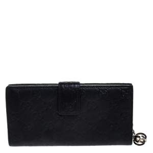 Gucci Black GG Guccissima Leather GG Twin Continental Wallet
