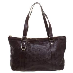 Pre Owned Gucci Brown Guccissima Leather Abbey Tote