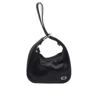 Escada Black Satin Crystal Logo Embellished Bag
