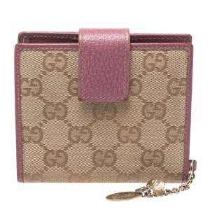 Gucci Beige/Pink GG Canvas Compact Wallet