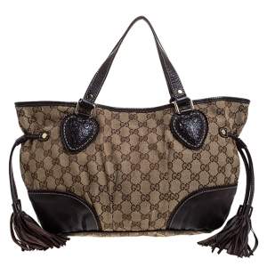 مملوكة مسبقًا Gucci Beige/Brown GG Canvas and Leather Tribeca Satchel