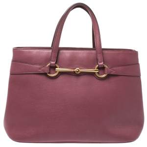 Pre Owned Gucci Pink Leather Medium Bright Bit Tote