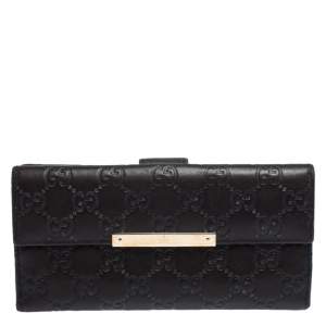 Gucci Dark Brown Guccissima Leather Flap Continental Wallet