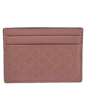 Gucci Pink Microguccissima Leather Card Holder