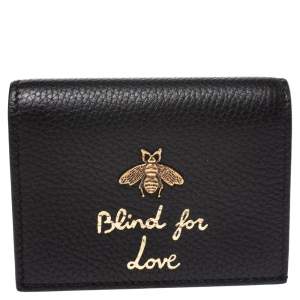 Gucci Black Leather Animalier Card Case