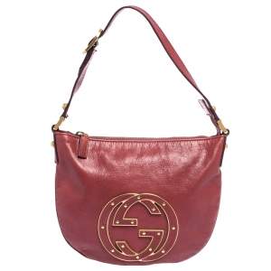 Pre Owned Gucci Dark Pink Leather Blondie Hobo