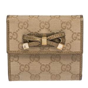 Gucci Beige GG Canvas and Leather Princy Compact Wallet