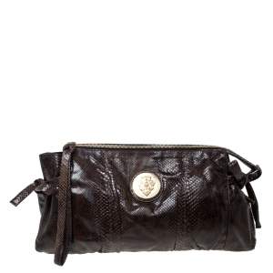 Gucci Dark Brown Python Hysteria Clutch