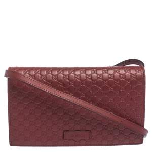 Pre Owned Gucci Red Microguccissima Leather Shoulder Bag