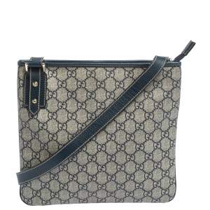 مملوكة مسبقًا Gucci Grey/Blue GG Supreme Canvas and Leather Crossbody Bag