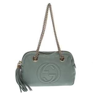 مملوكة مسبقًا Gucci Mint Green Leather Medium Soho Chain Shoulder Bag