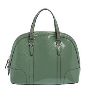 مملوكة مسبقًا Gucci Mint Green Microguccissima Patent Leather Nice Satchel