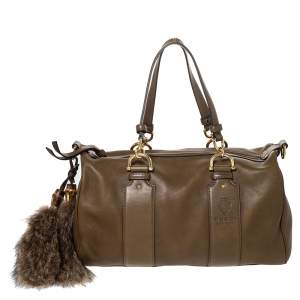 Pre Owned حقيبة غوتشي سميلا جلد أخضر زيتوني