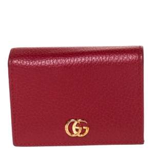 Gucci Red Leather GG Marmont Card Case