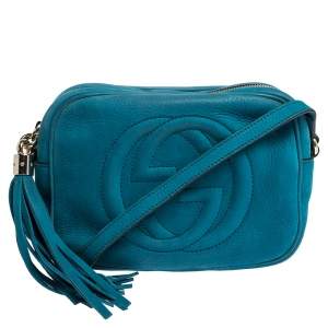 Pre Owned Gucci Turquoise Nubuck Leather Soho Disco Shoudler Bag