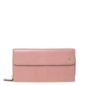 Gucci Pink Leather Interlocking G Continental Wallet