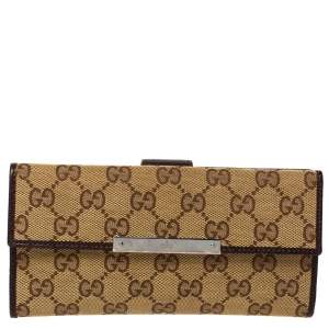 Gucci Beige/Brown GG Canvas and Leather Continental Wallet