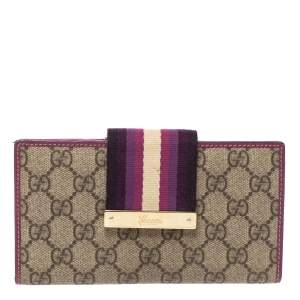 Gucci Purple GG Supreme Canvas and Leather Web Limited Edition Flap Wallet