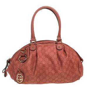 Pre Owned حقيبة غوتشي بوسطن سوكي متوسطة جلد غوتشيسيما  برتقالية