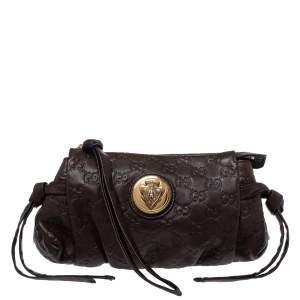 Pre Owned Gucci Brown Leather Hysteria Clutch