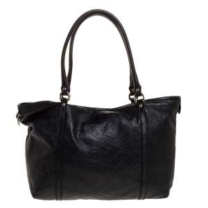 Pre Owned Gucci Black Guccissima Leather Tote