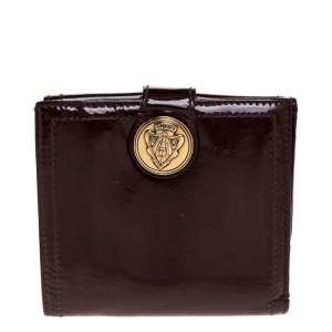 Gucci Maroon Patent Leather Hysteria French Wallet