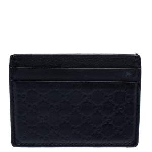 Gucci Black Guccissima Leather Card Holder